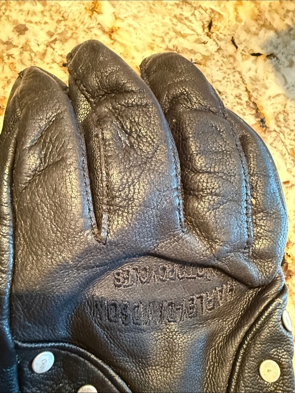 Harley-Davidson Black Leather Studded Motorcycle Gloves